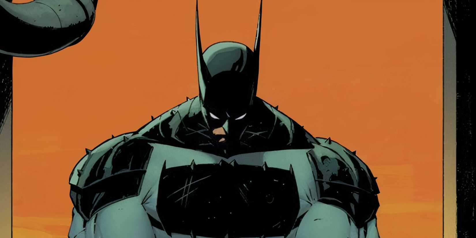 Absolute Batman looking downwards at sunset in DC Comics