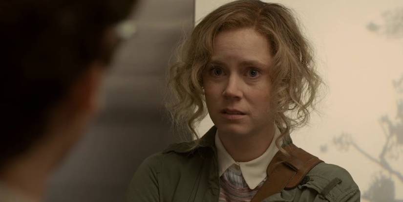 A close-up shot of Amy Adams looking confused in Her.