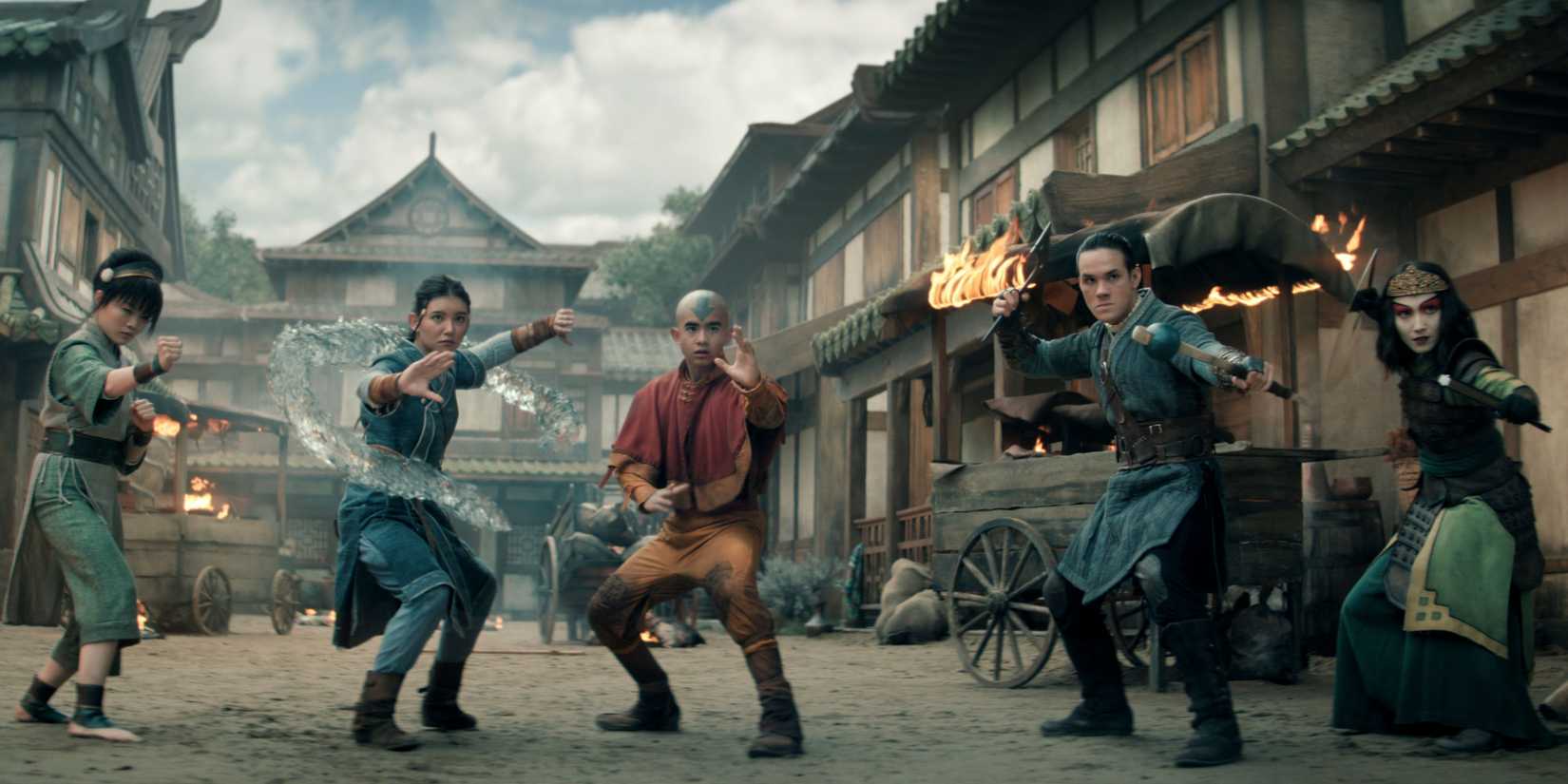 Miyako, Kiawentiio, Gordon Cormier, Ian Ousley and Maria Zhang in Avatar: The Last Airbender