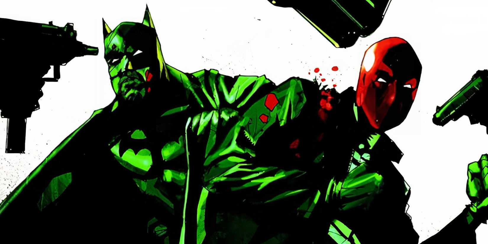 Batman and Red Hood standing together in Batman: Under the Red Hood comic