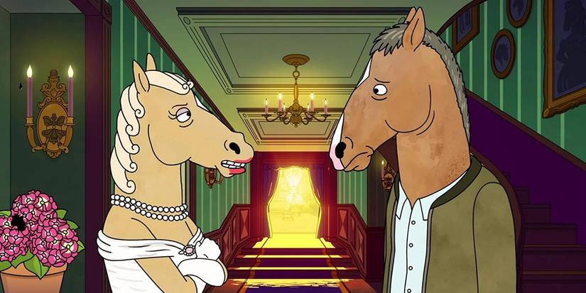 Beatrice and BoJack facing each other in 'BoJack Horseman's Season 6 episode "The View From Halfway Down"