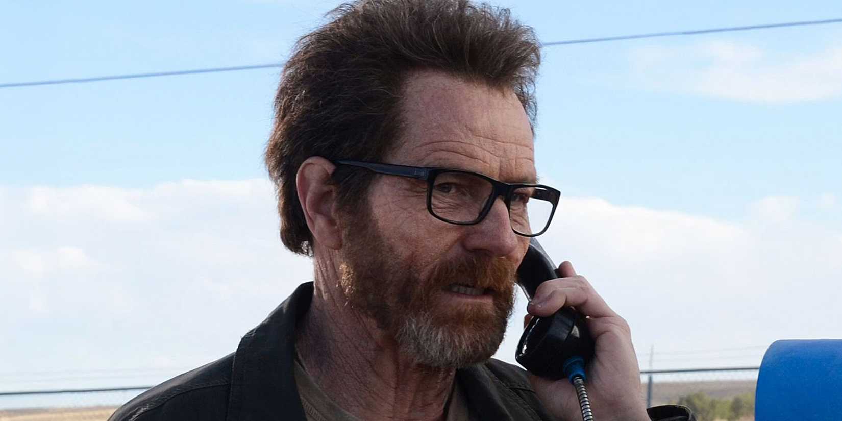 Walter White (Bryan Cranston) using a pay phone in the 'Breaking Bad' series finale.