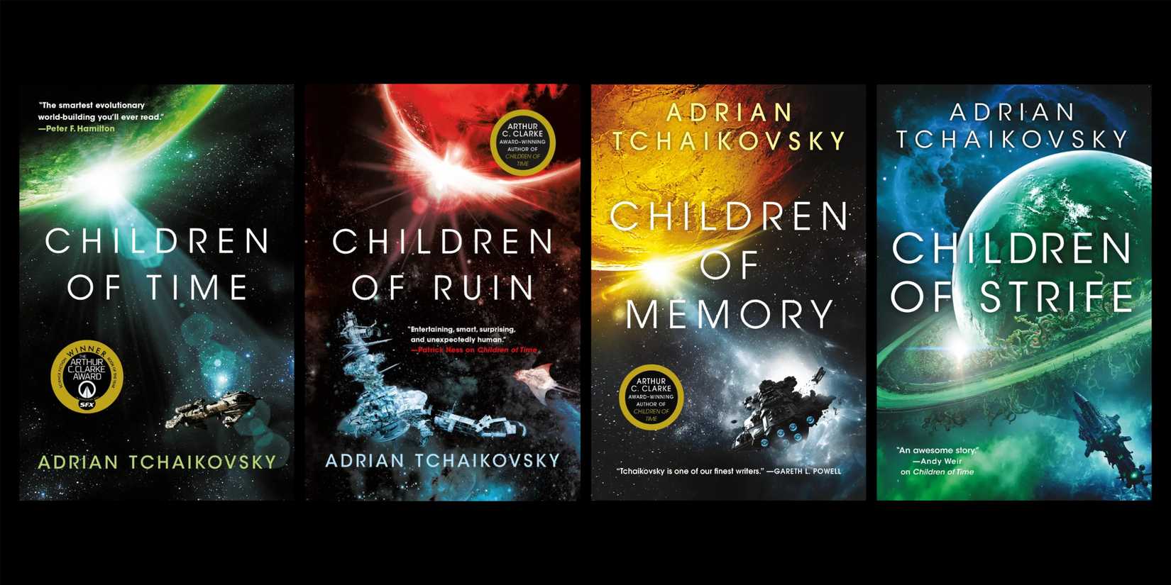 The Children of Time books by Adrian Tchaikovsky.