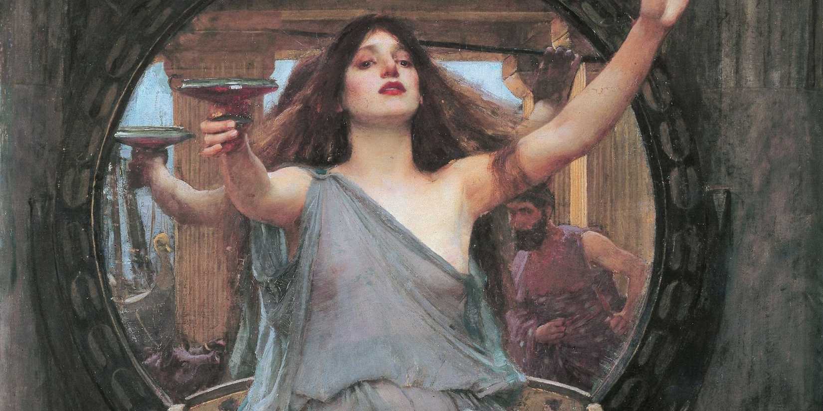 Circe raising a cup as depicted in the 19th century painting by John William Waterhouse