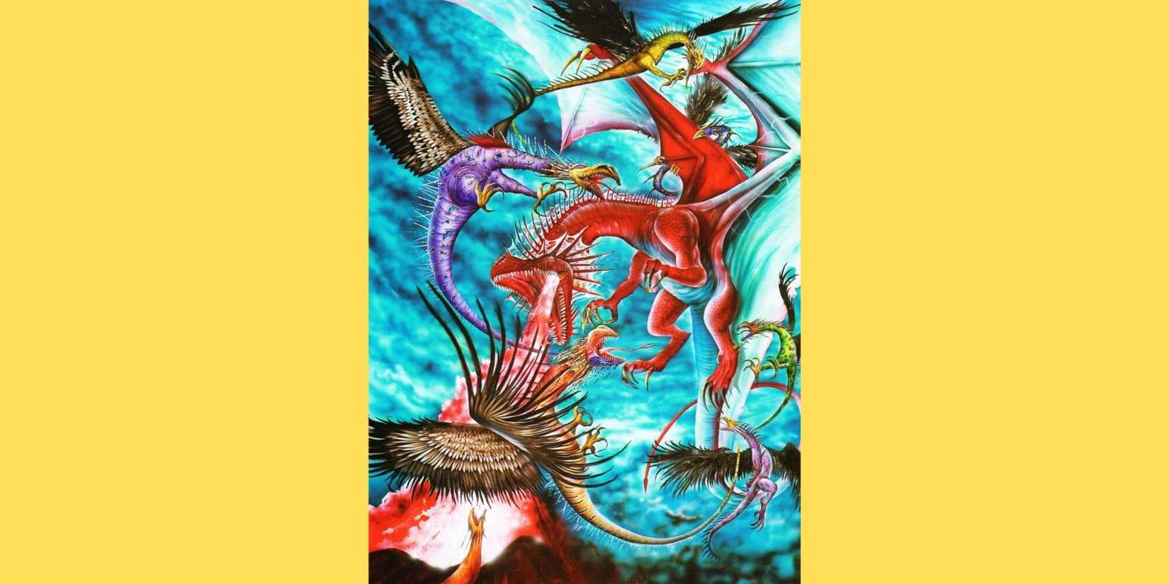 A Ruby Dragon fights the seven Ak-Baba