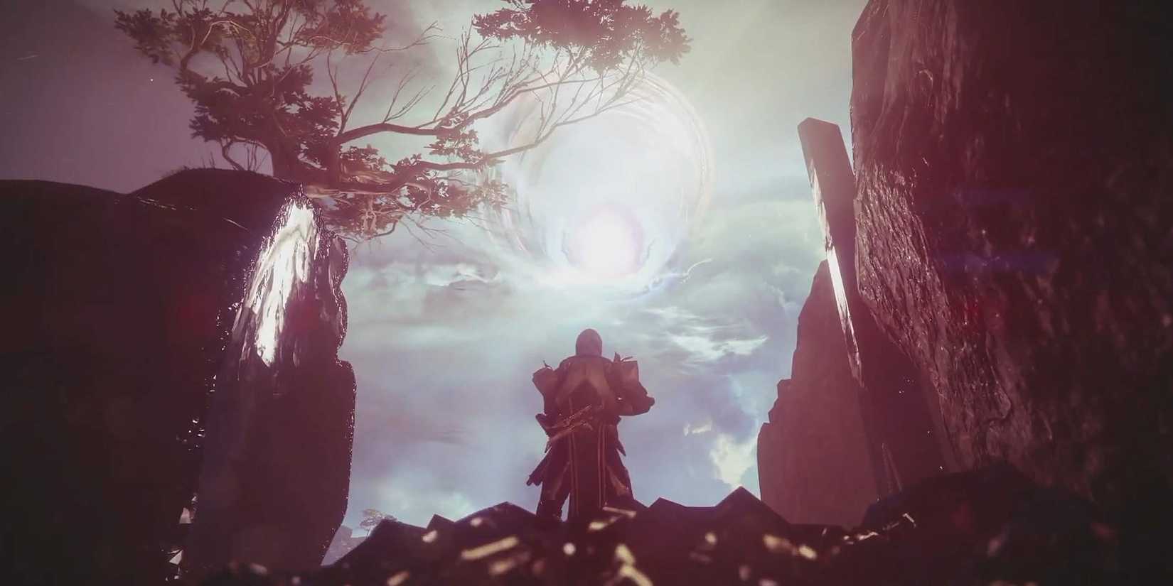 A guardian looking to the horizon in the Dreaming City
