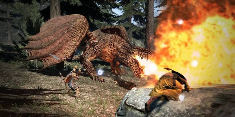 Dragon breathing fire in 'Dragon's Dogma'
