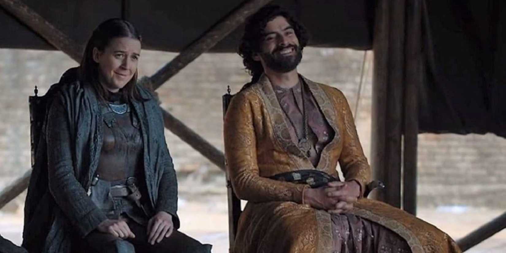 Yara Greyjoy and the new Prince of Dorne sit together