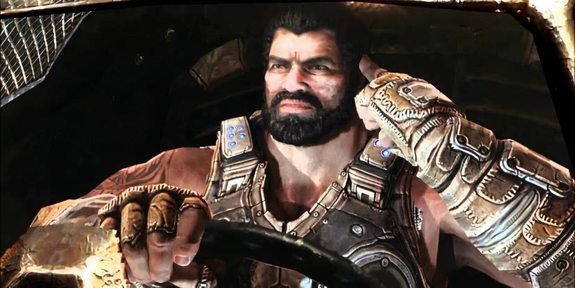 Dominic "Dom" Santiago with his hand on the steering wheel during his death scene in 'Gears of War 3' (2011)