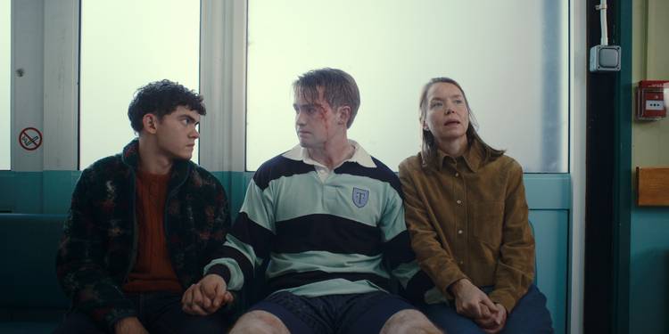 Joe Locke, Kit Connor, and Anna Maxwell Martin in Heartstopper Forever