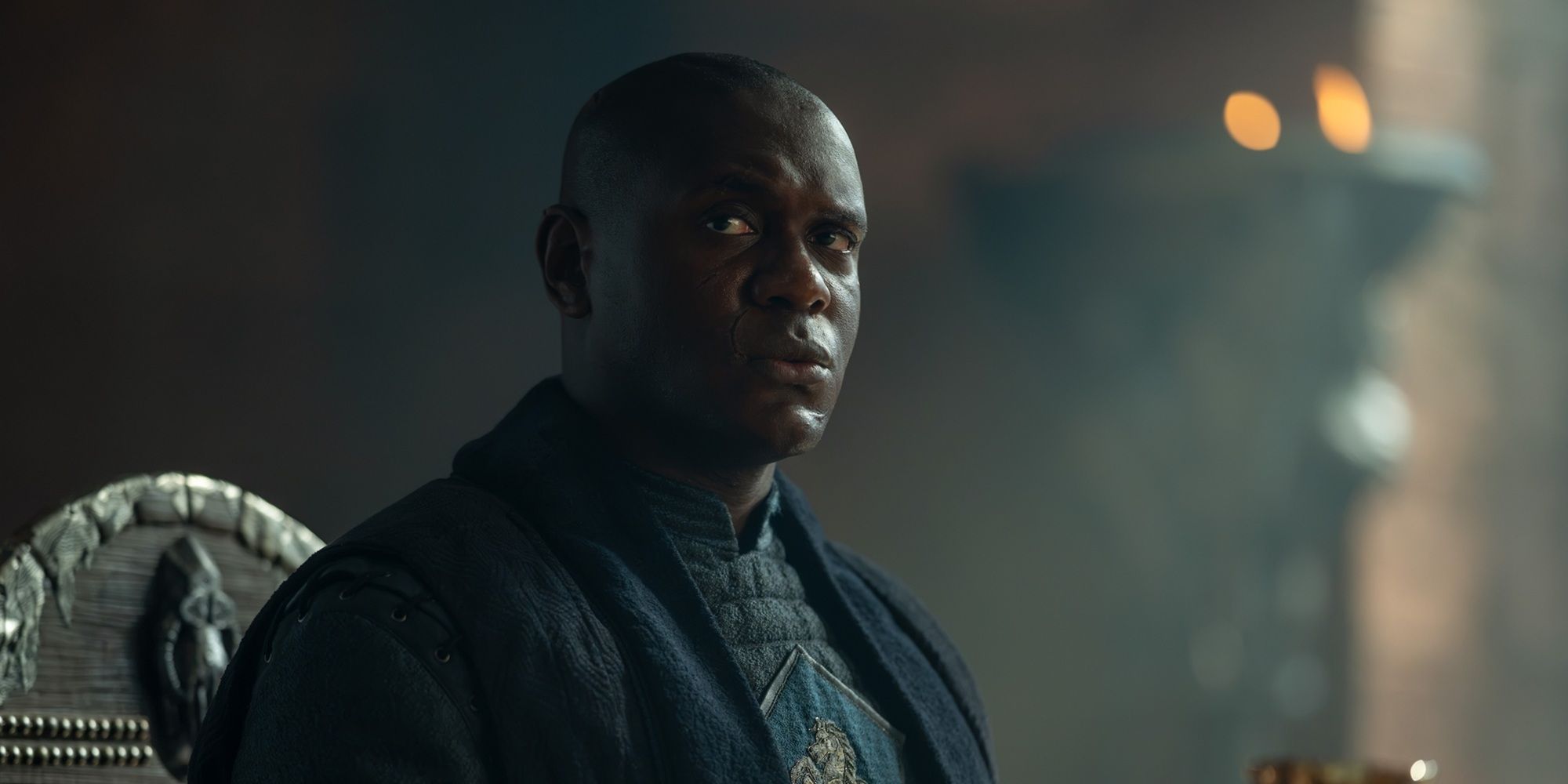 Alyn of Hull (Abubakar Salim) sitting at the small council table in House of the Dragon Season 3, Episode 5.