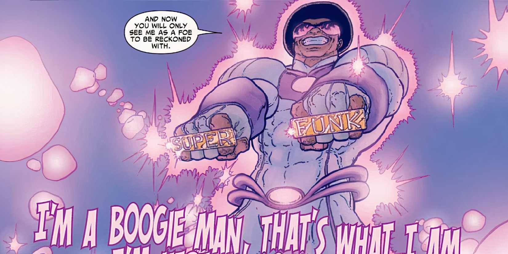Hypno-Hustler blasting beams from his fists in Marvel Comics