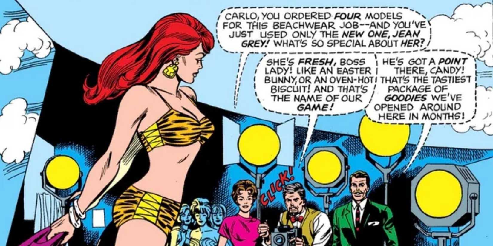 Jean Grey being photographed in Marvel Comics