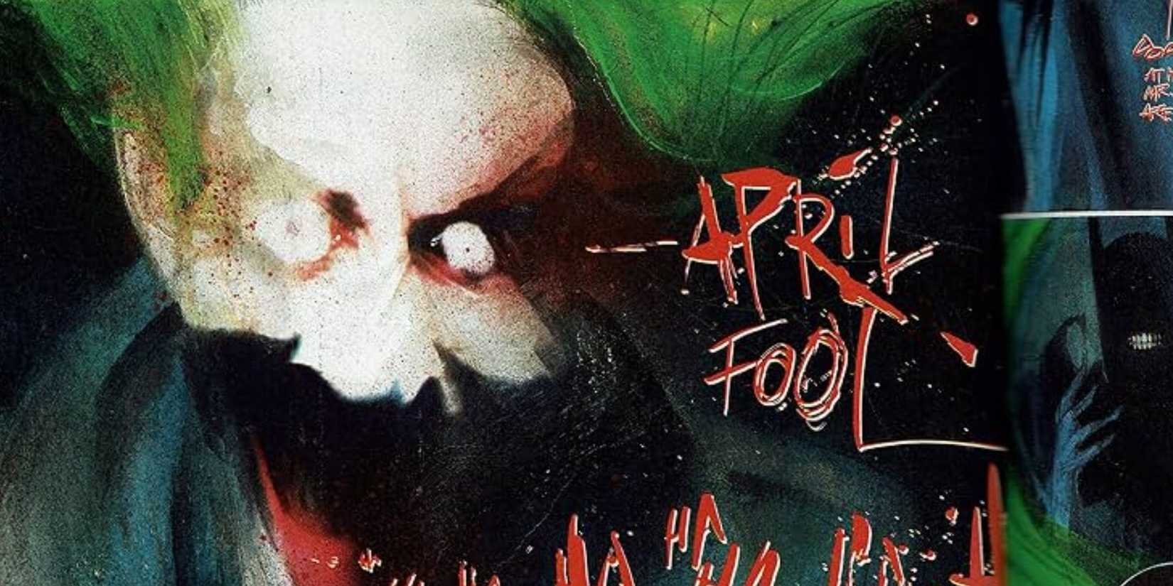 Joker laughing evilly in watercolor in the Batman: Arkham Asylum comic