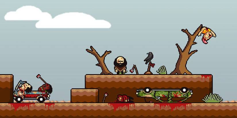 A man surrounded by dead people in LISA: The Painful