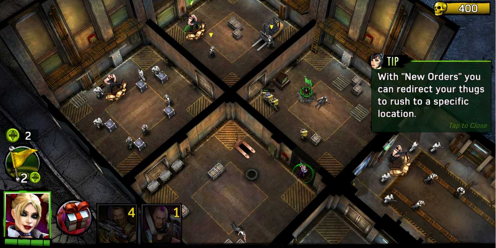 An occupied criminal base in Batman: Arkham Underworld