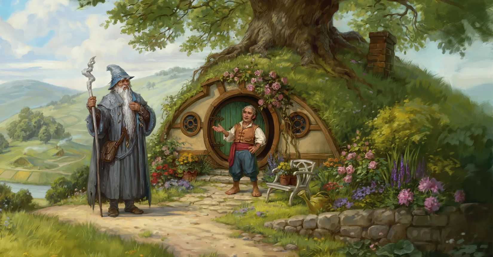 Featured artwork for 'The Hobbit's 'Magic: The Gathering' crossover.