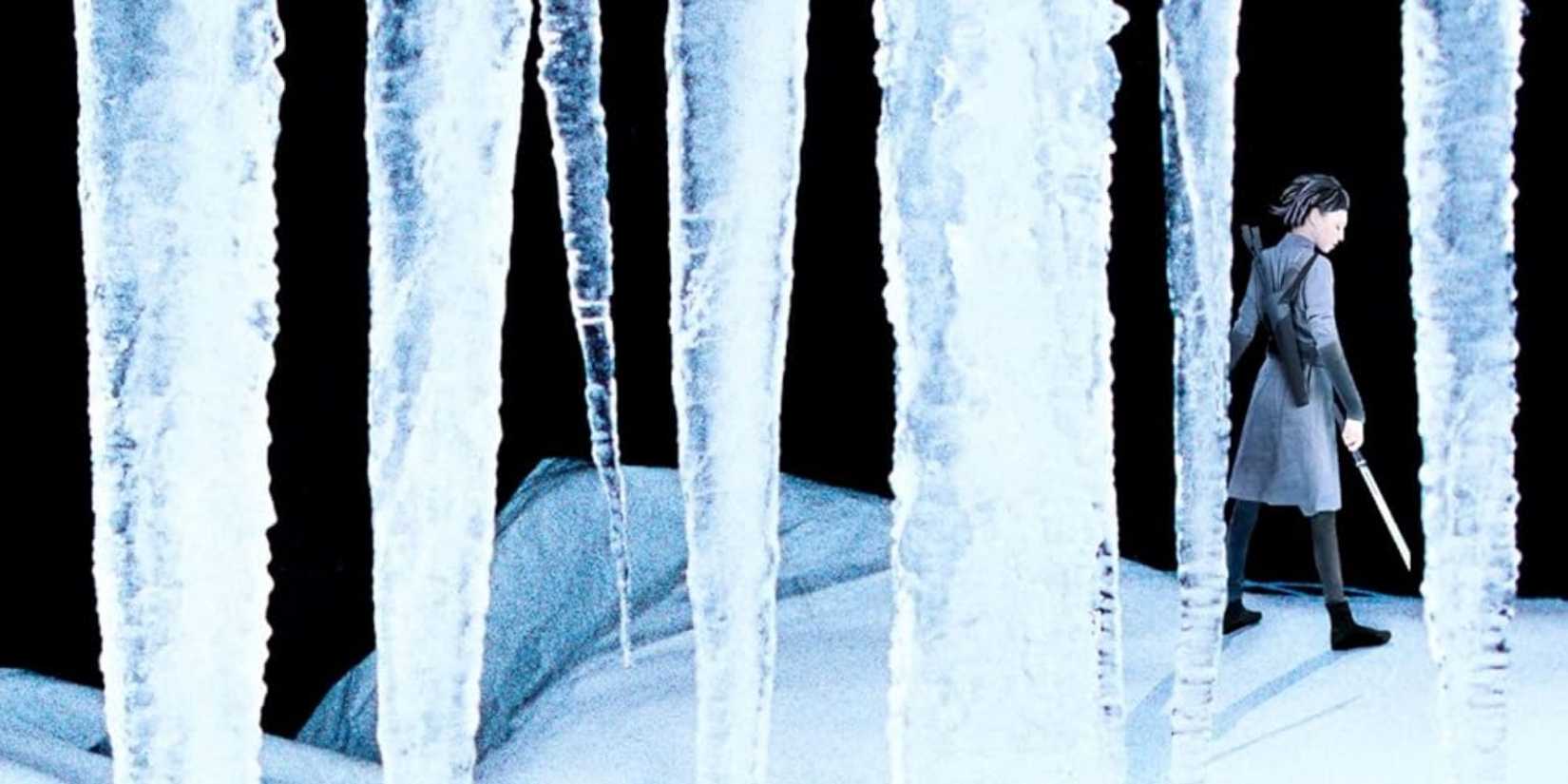 Cover of the book Red Sister showing a woman behind ice sticks
