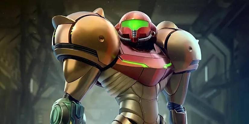 Samus looking up on cover of 'Metroid Prime Remastered'