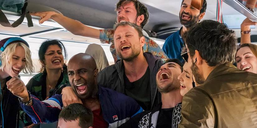 The main cast of Sense8 singing on a bus in the series finale. 