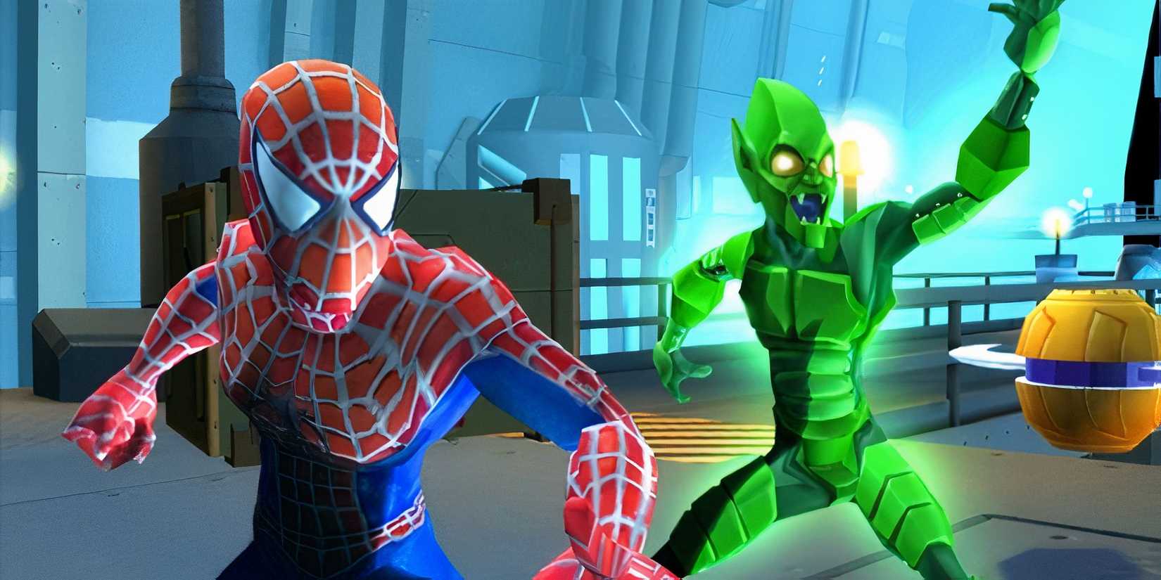 Spider-Man and the Green Goblin standing together in Spider-Man: Friend or Foe