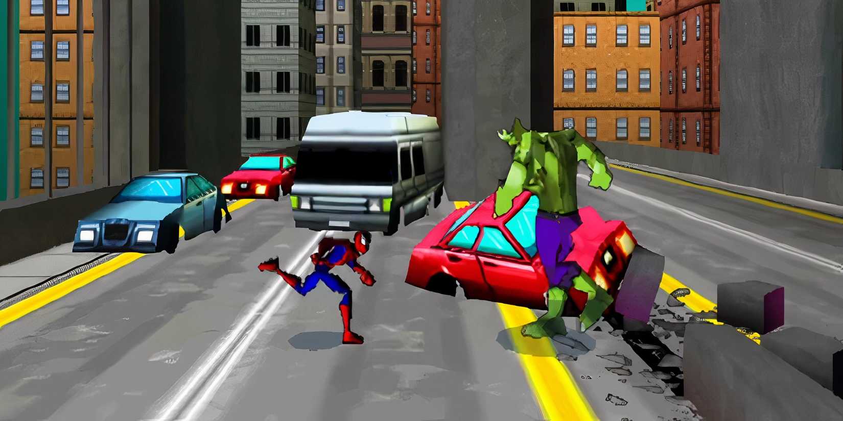Spider-Man running at Green Goblin in Spider-Man: Battle for New York