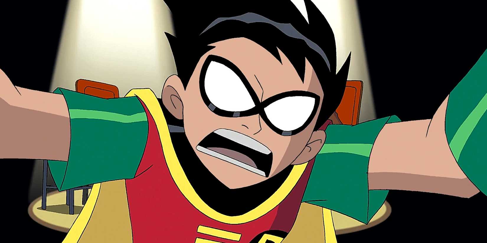 Robin looking into the camera in 'Teen Titans'