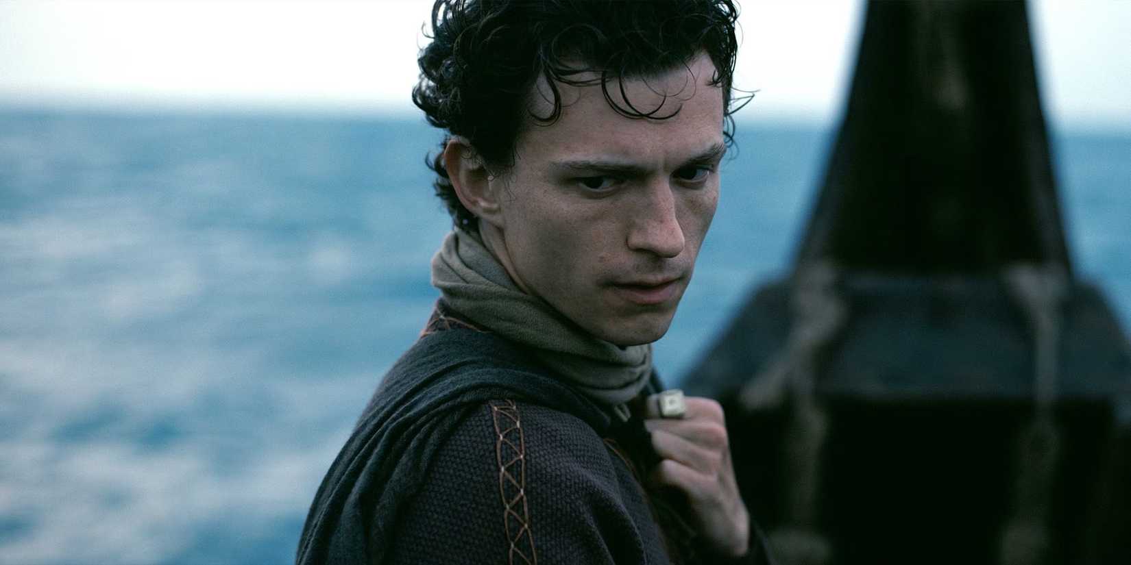Telemachus (Tom Holland) on a ship in 'The Odyssey'
