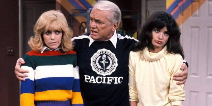 Henry Rush (Ted Knight) with his daughters in 'Too Close for Comfort'