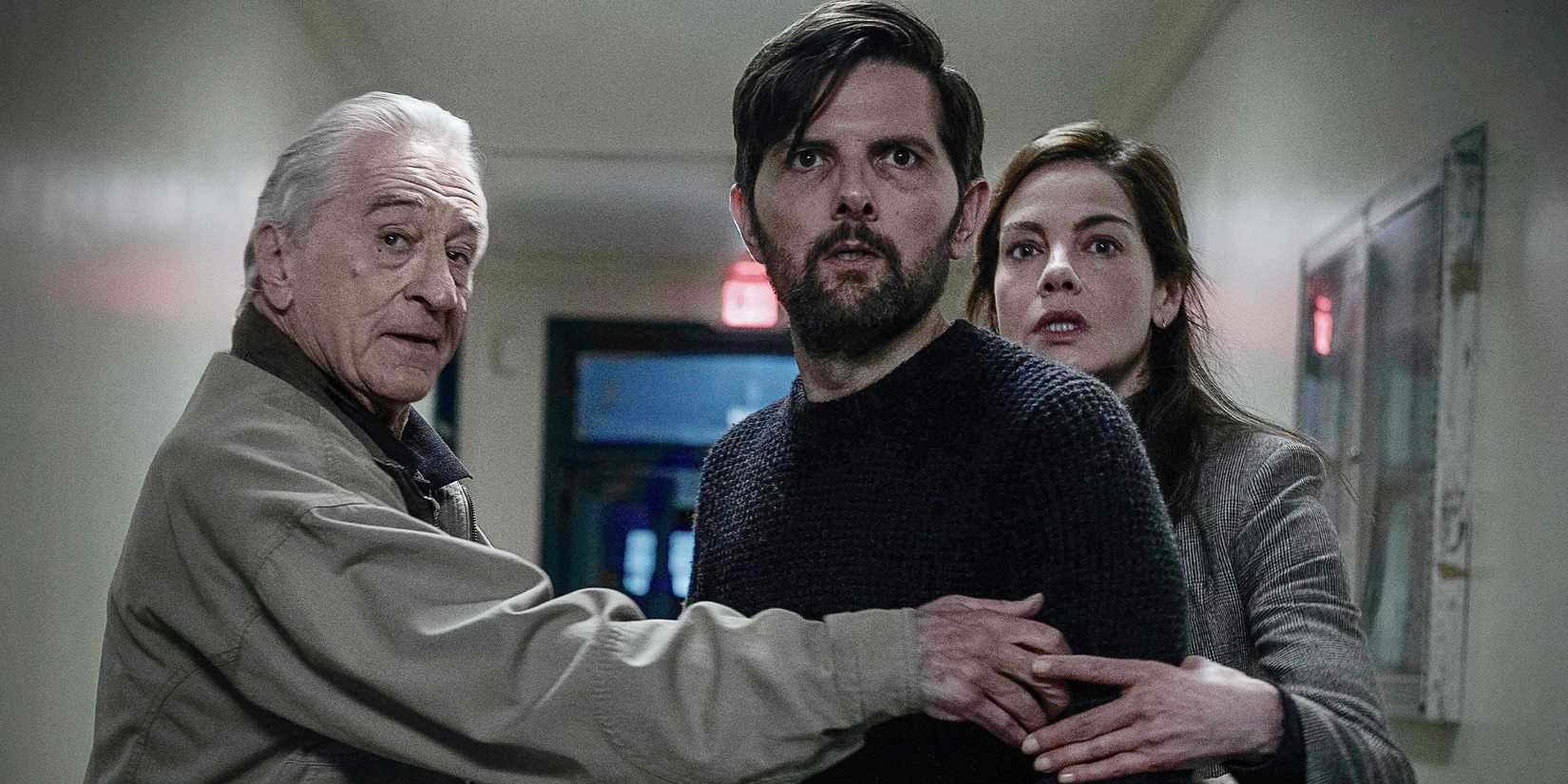 Adam Scott, Robert DeNiro, Michelle Monaghan in The Whisper Man