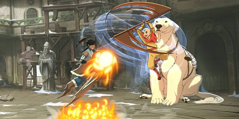 Aang and Korra clashing in Avatar Legends: The Fighting Game