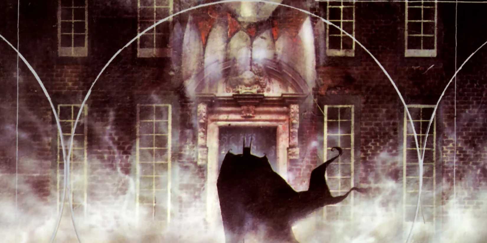 Batman enters Arkham Asylum on the cover of 'Arkham Asylum: A Serious House on Serious Earth'