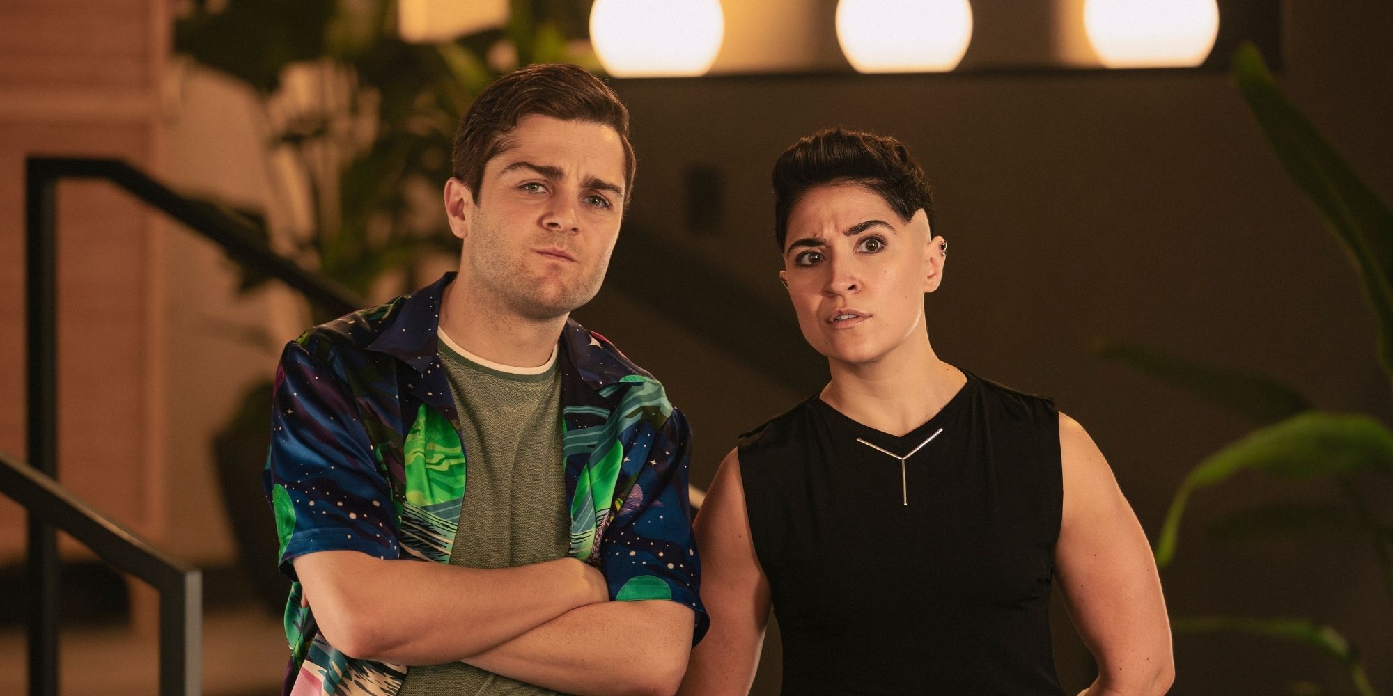 (L-R): Martin Quinn as Scotty and Melissa Navia as Erica Ortegas in season 4, episode 3, of Star Trek: Strange New Worlds streaming on Paramount+, 2026. Photo Credit: Jan Thijs/Paramount+