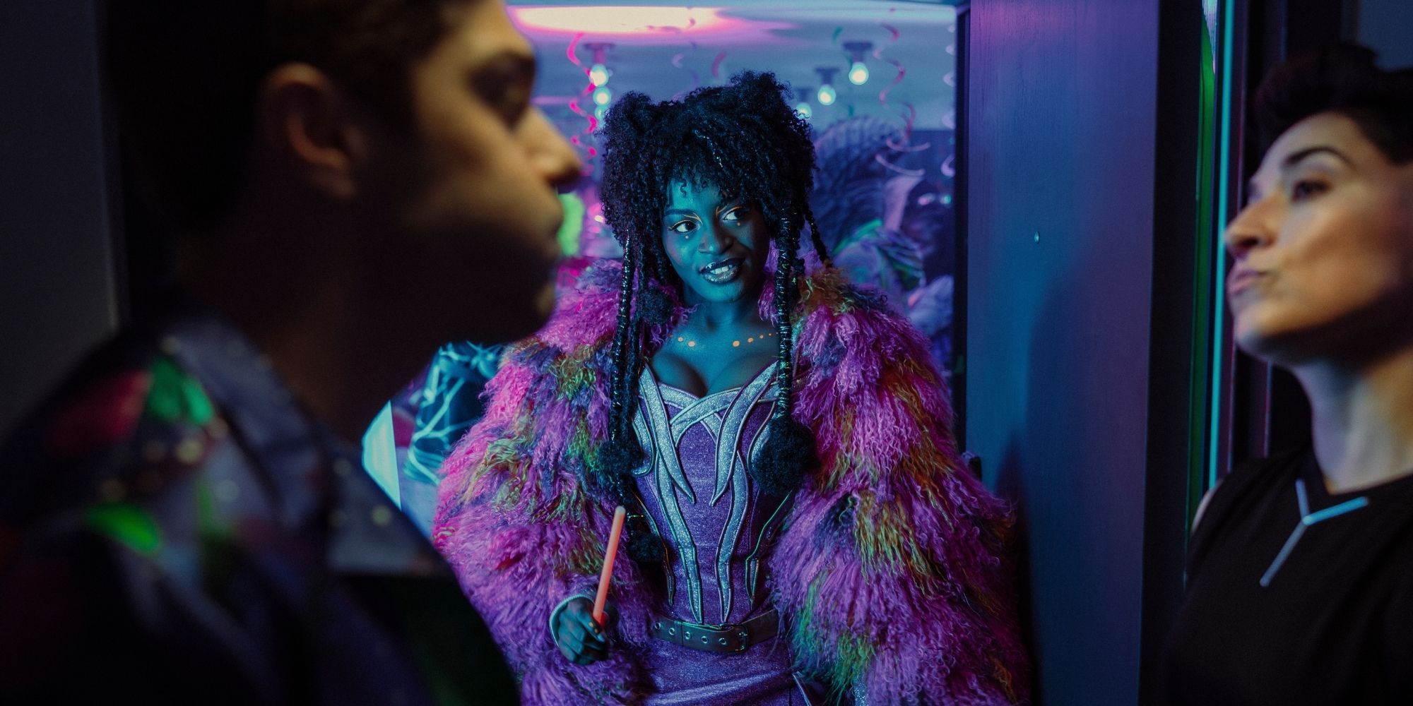 (L-R): Martin Quinn as Scotty, Celia Rose Gooding as Uhura, and Melissa Navia as Erica Ortegas in season 4, episode 3, of Star Trek: Strange New Worlds streaming on Paramount+, 2026. Photo Credit: Jan Thijs/Paramount+