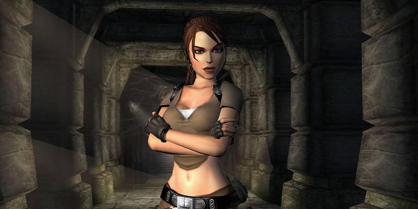 Lara Croft in a stone tomb from Tomb Raider: Legend