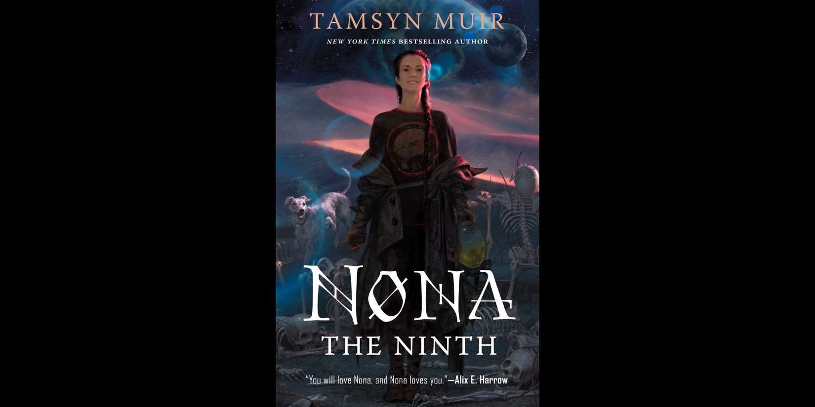 Woman in cover of 'Nona the Ninth' by Tamsyn Muir