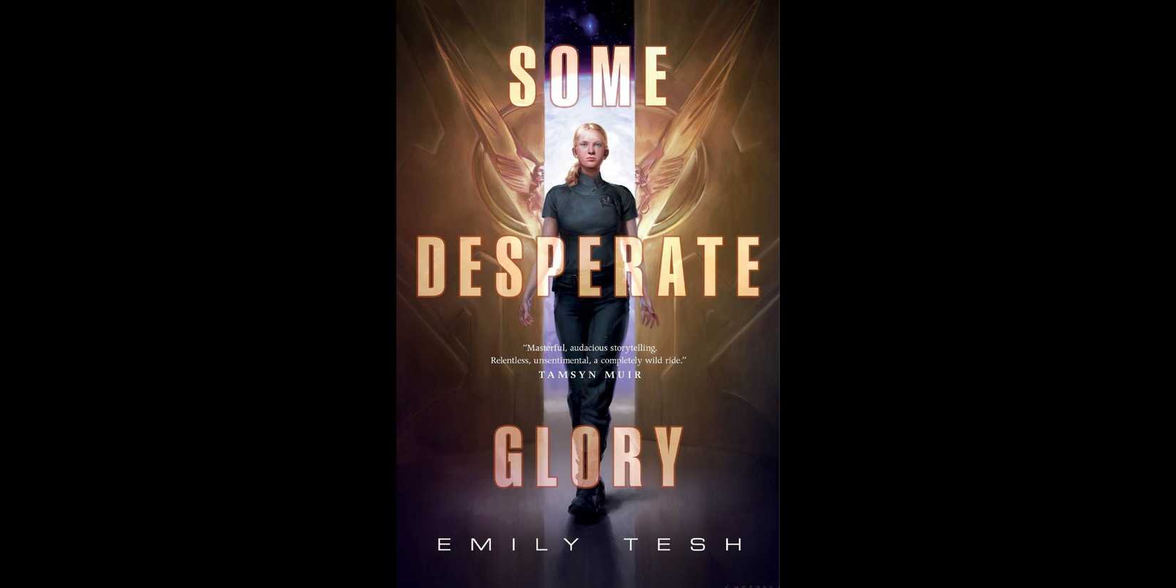 Young woman walking in cover of 'Some Desperate Glory' by Emily Tesh