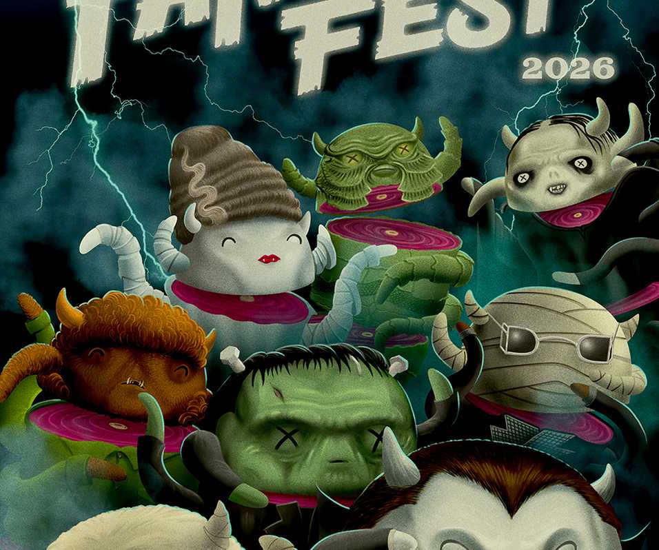 A bunch of little depictions of classic horror movie monsters together on the poster for Fantastic Fest