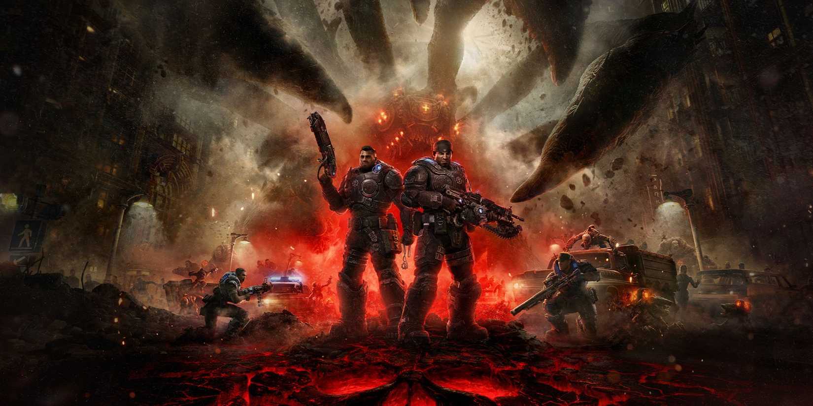Key Art for Gears of War: E-Day featuring Marcus and Dom