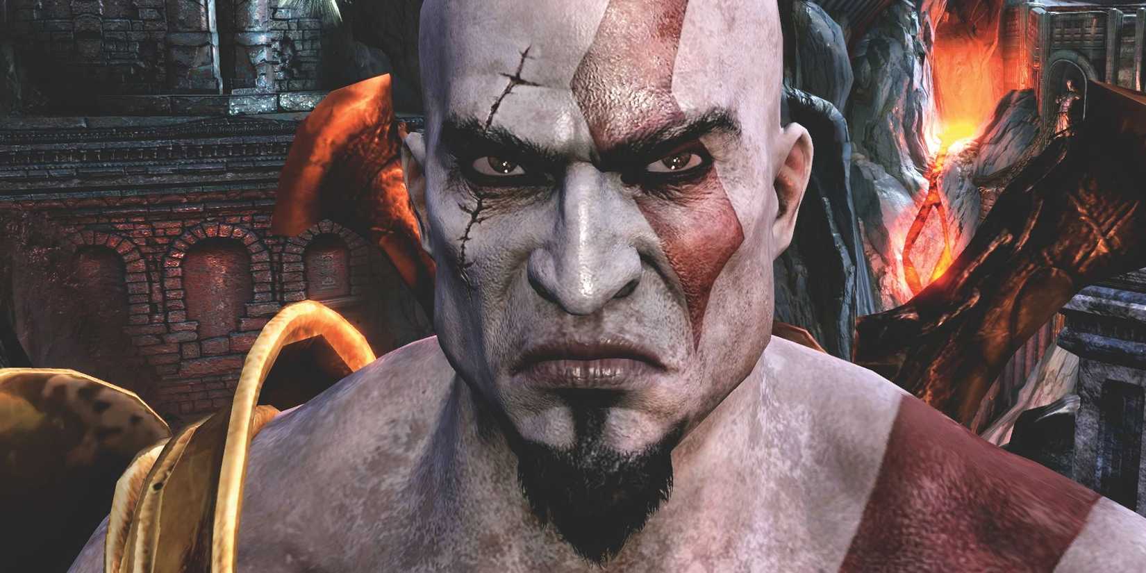 Kratos looking angry in God of War III