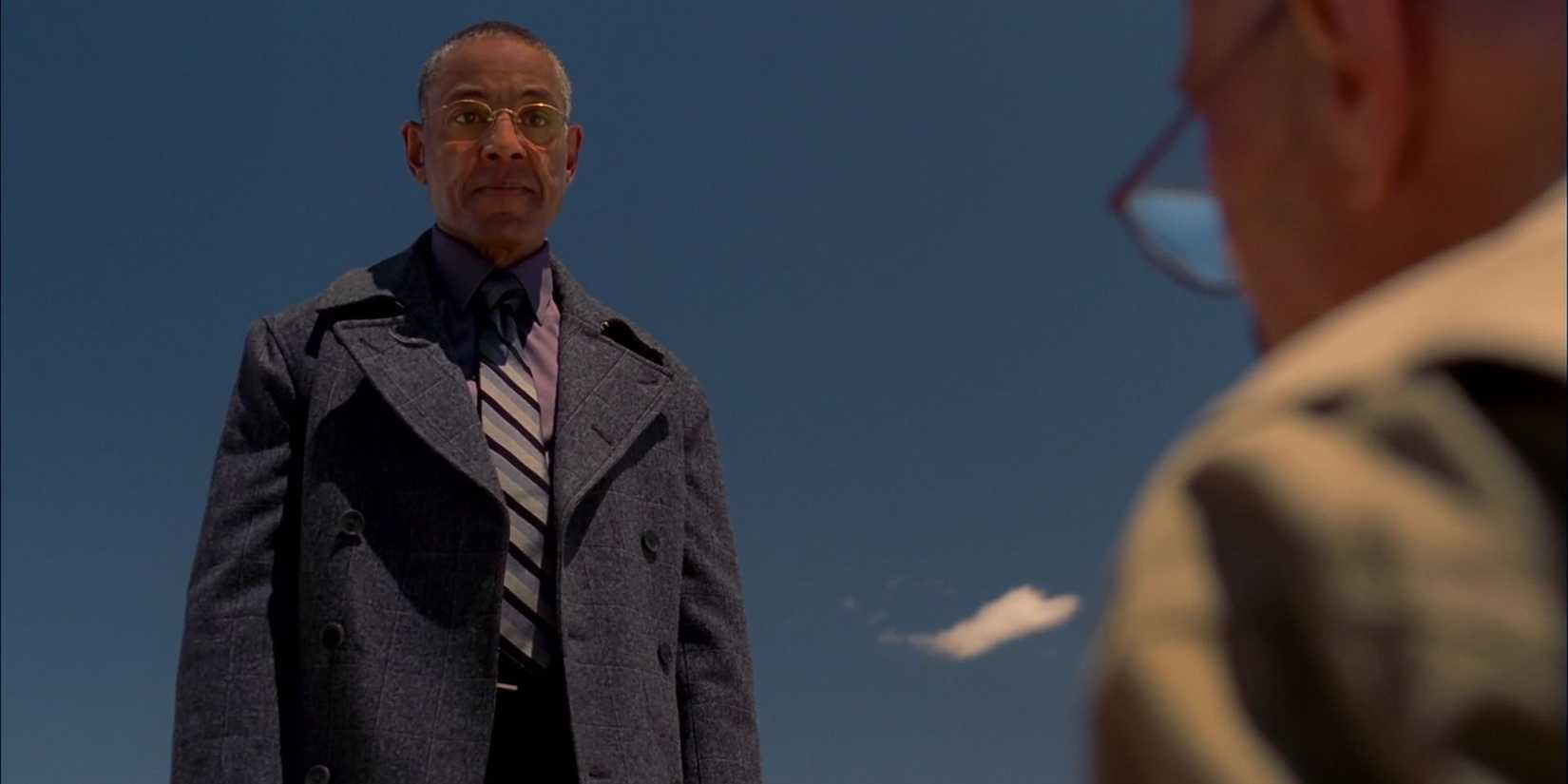 Gus looking down at Walt in 'Breaking Bad' season 4, episode 11, 'Crawl Space'