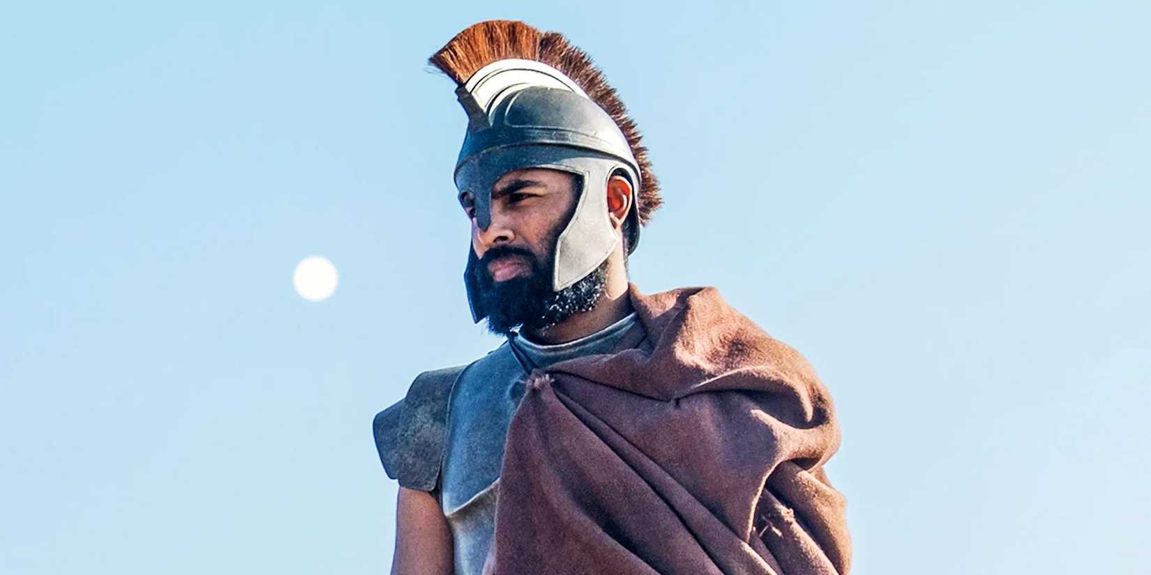 Himesh Patel looking over the horizon in 'The Odyssey' (2026)