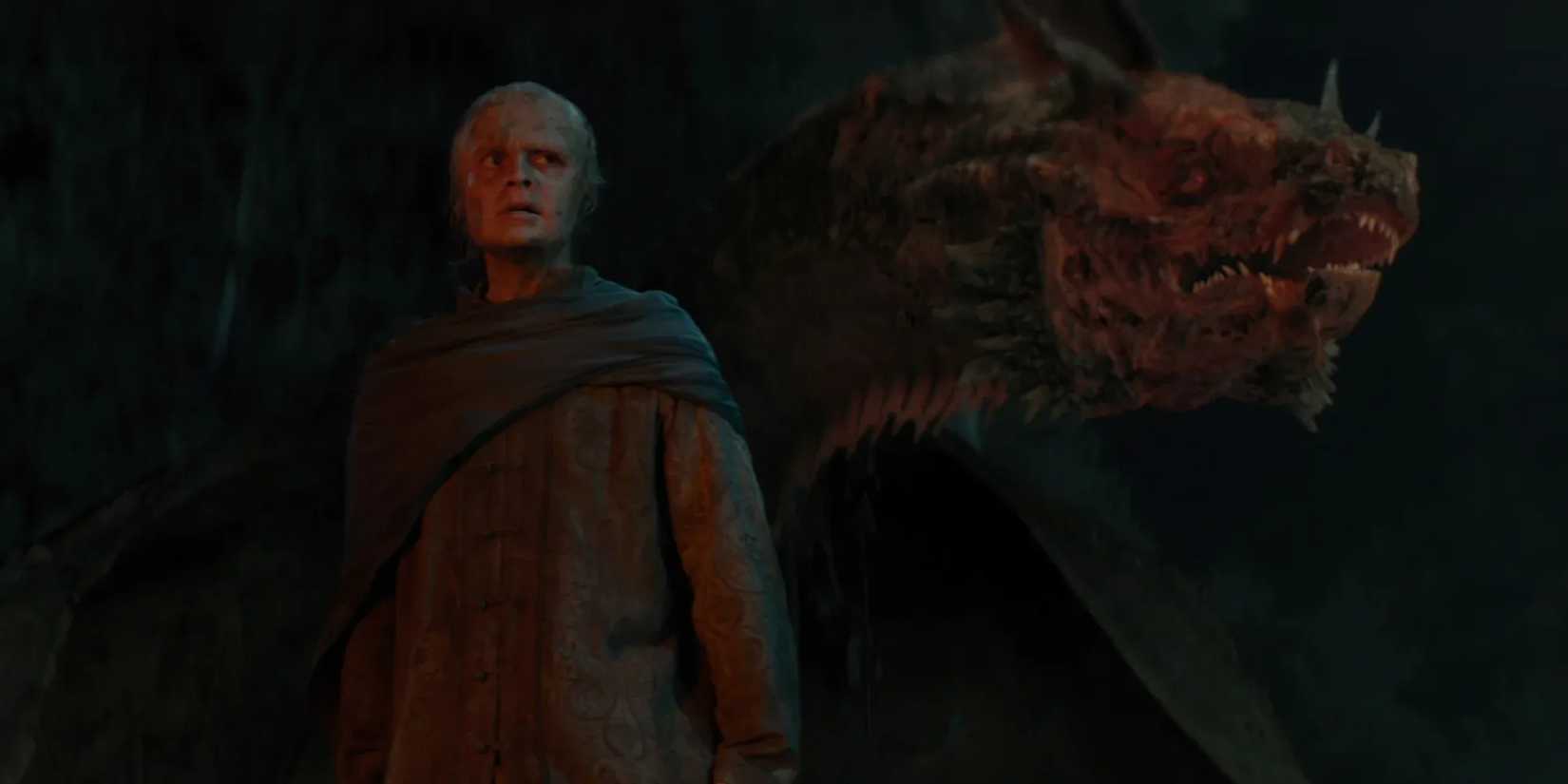 King Aegon II Targaryen stands with Sunfyre