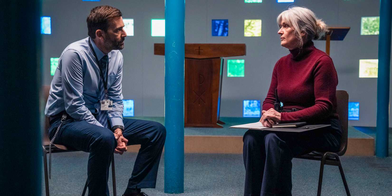 David Tennant as Bobby Bailey and Siobhan Finneran as Marie-Louise O'Dell in Time Season 3.