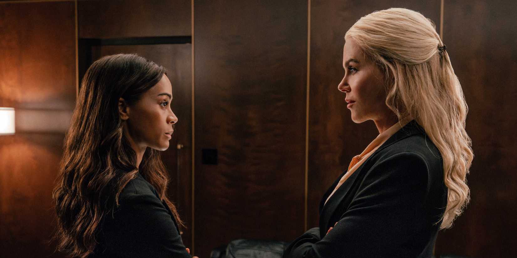 Zoe Saldaña as Joe McNamara and Nicole Kidman as Kaitlyn Meade in Lioness Season 3.