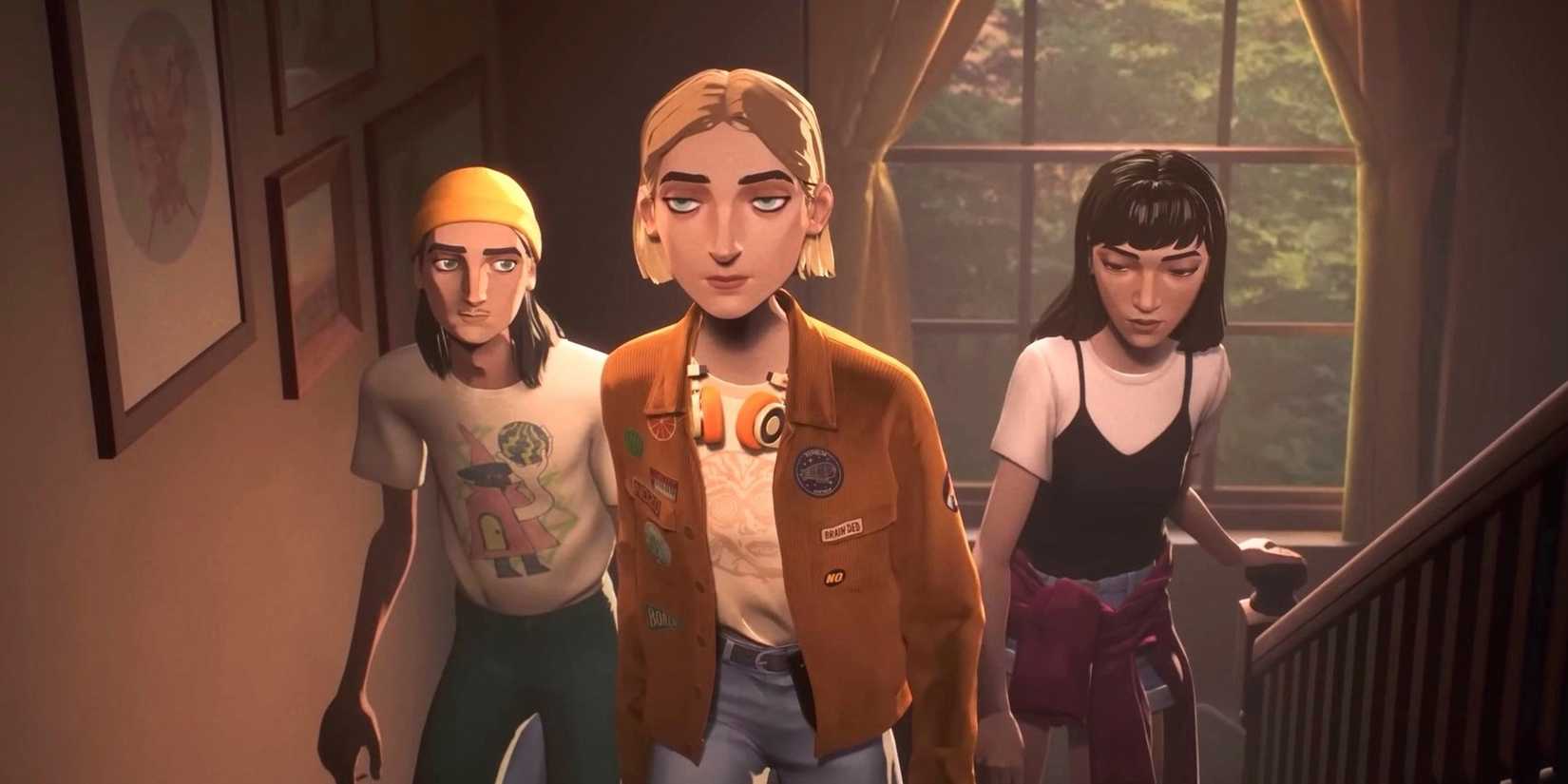 A trio of teens walking up the stairs in 'Mixtape'