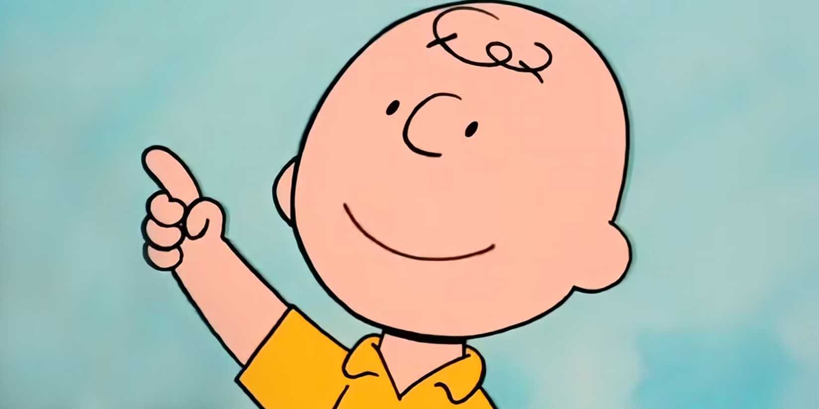 Charlie Brown smiling and pointing in This Is America, Charlie Brown!