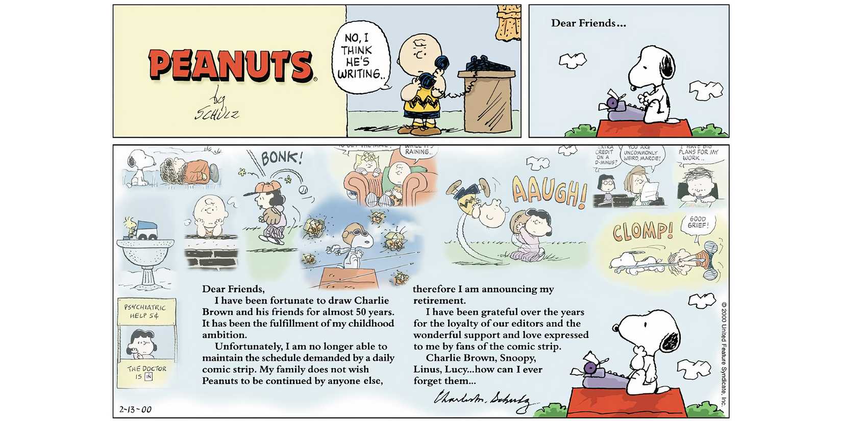 Last Peanuts comic strip