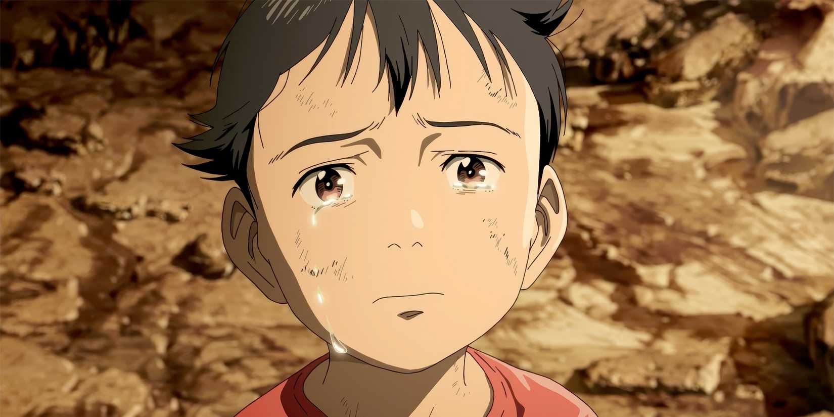 A young boy crying in the anime Pluto