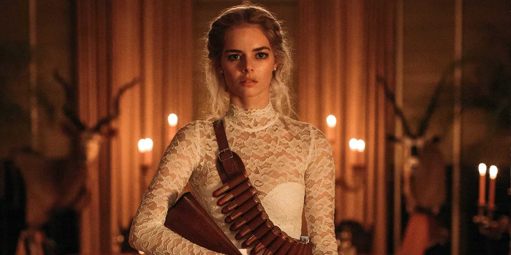 Samara Weaving as Grace Le Domas wearing her wedding dress in Ready or Not (2019)